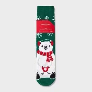 2 Pair Wondershop men’s super soft Crew Green Polar Bear Socks (men’s 6-12 shoe)